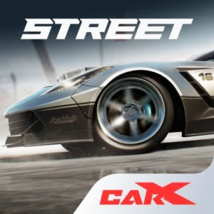 CarX Street Mod APK racing scene in Sunset City