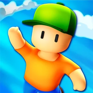 Stumble Guys Mod APK gameplay featuring unlocked levels and mod menu.