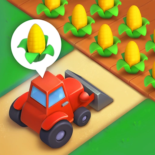 Township Mod APK gameplay with a bustling town and vibrant farms.