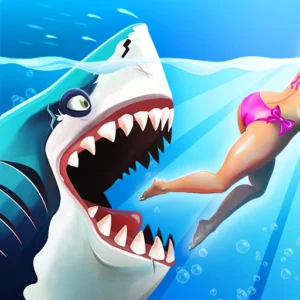 Hungry Shark World Mod APK download for unlimited coins, gems, and unlocked sharks